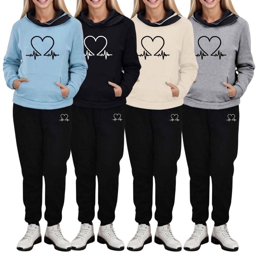 COMFORTABLE WOMEN'S TWO-PIECE TRACKSUIT - WARMFLEX™-Black-S-State of Style