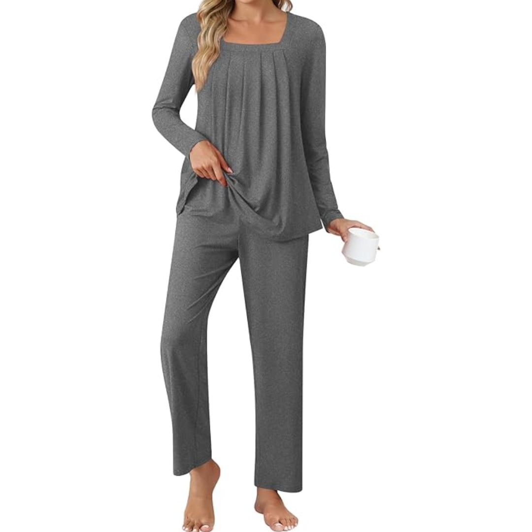 Comfy 2-Piece Lounge Pyjama with Pockets - Laetitia-M-Mixed grey-State of Style