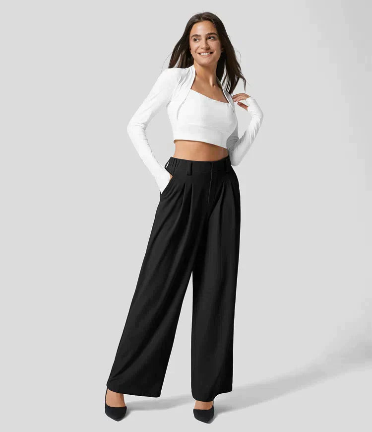 Comfy Ladies Trousers with Wide Legs - Amara-Classic Black-XS-State of Style