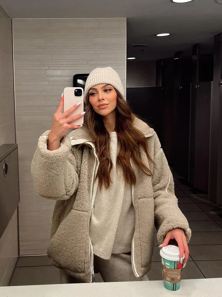 Comfy Teddy Coat - Mila-Light Brown-S-State of Style