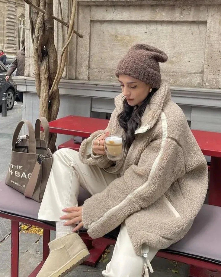 Comfy Teddy Jacket - Mila-Light Brown-S-State of Style