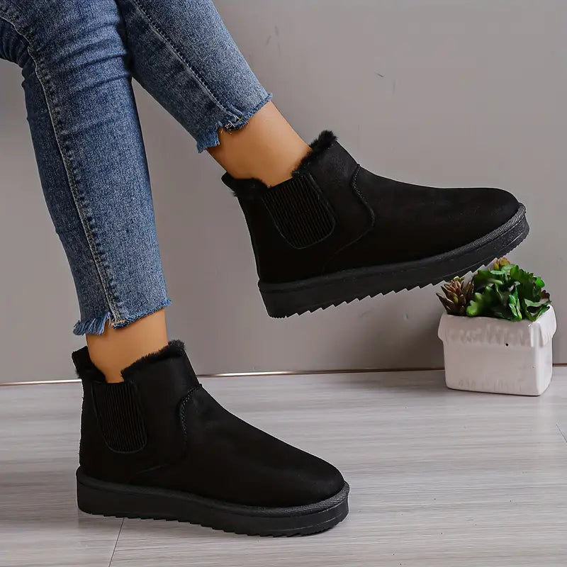 Comfy Thermal Slip-On Snow Boots - Sofia-Black-5-State of Style