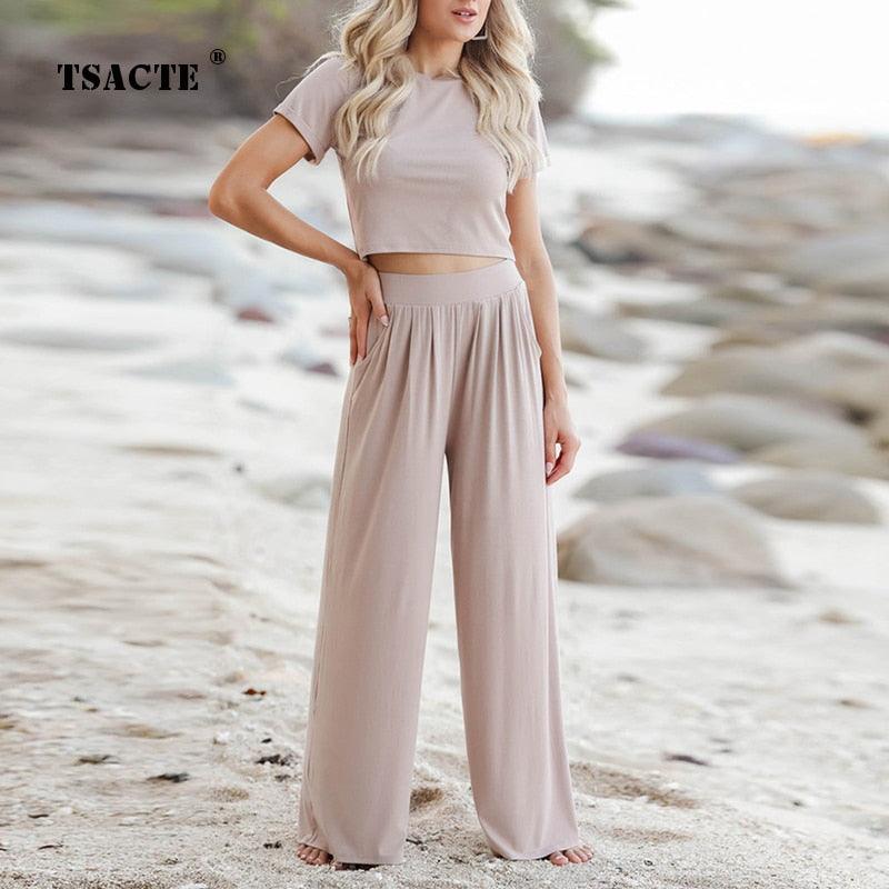 Comfy Two-Piece Homewear Set | Women's Loungewear-Khaki-S-State of Style