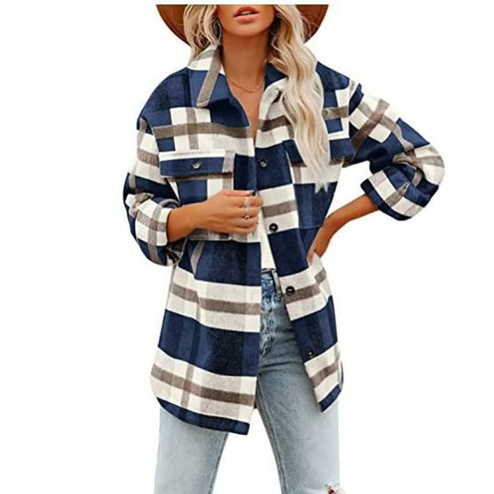 ComfyFlannel | Women's Comfortable & Unique Blouse-Blue-S-State of Style
