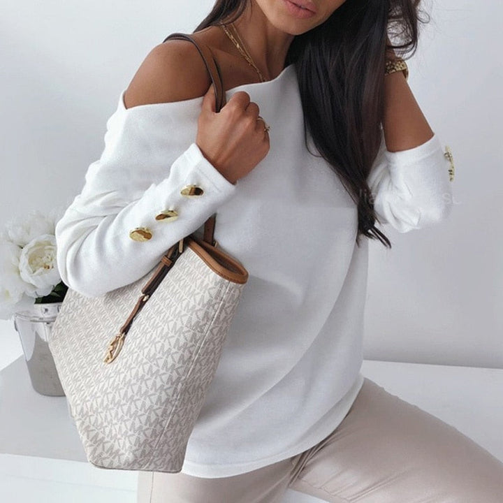 ComfySweatshirt | Women's Trendy Top-White1-S-State of Style