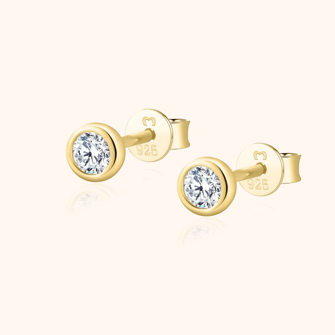 Compact Circle Earrings - Amira-Gold-White-State of Style