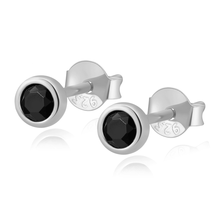 Compact Circle Earrings - Amira-Silver-Black-State of Style