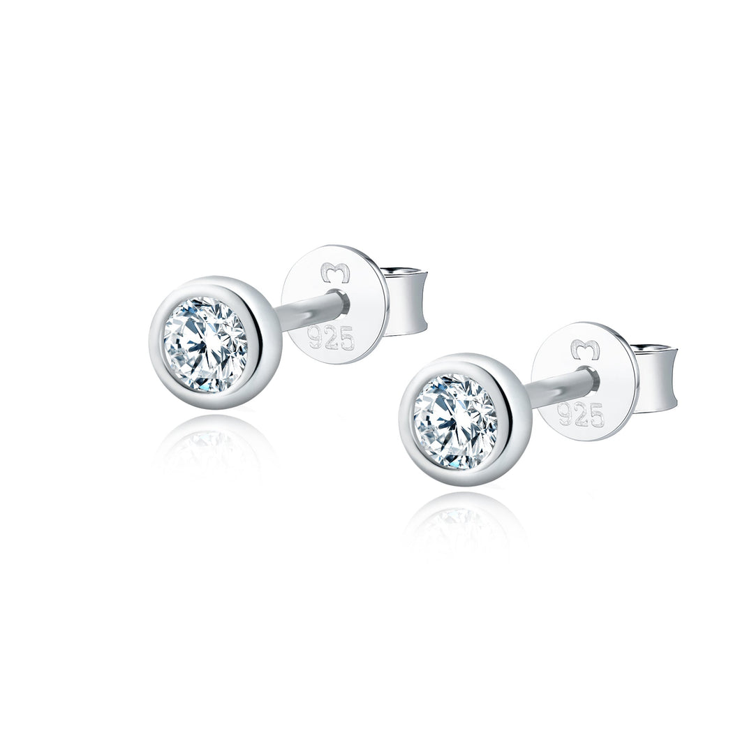 Compact Circle Earrings - Amira-Silver-White-State of Style