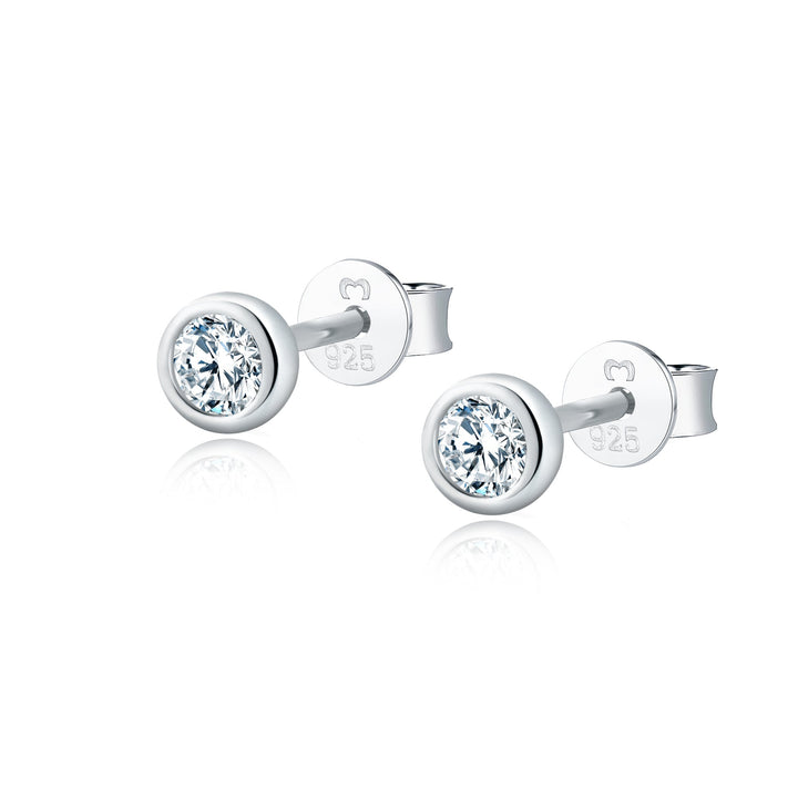 Compact Circle Earrings - Amira-Silver-White-State of Style