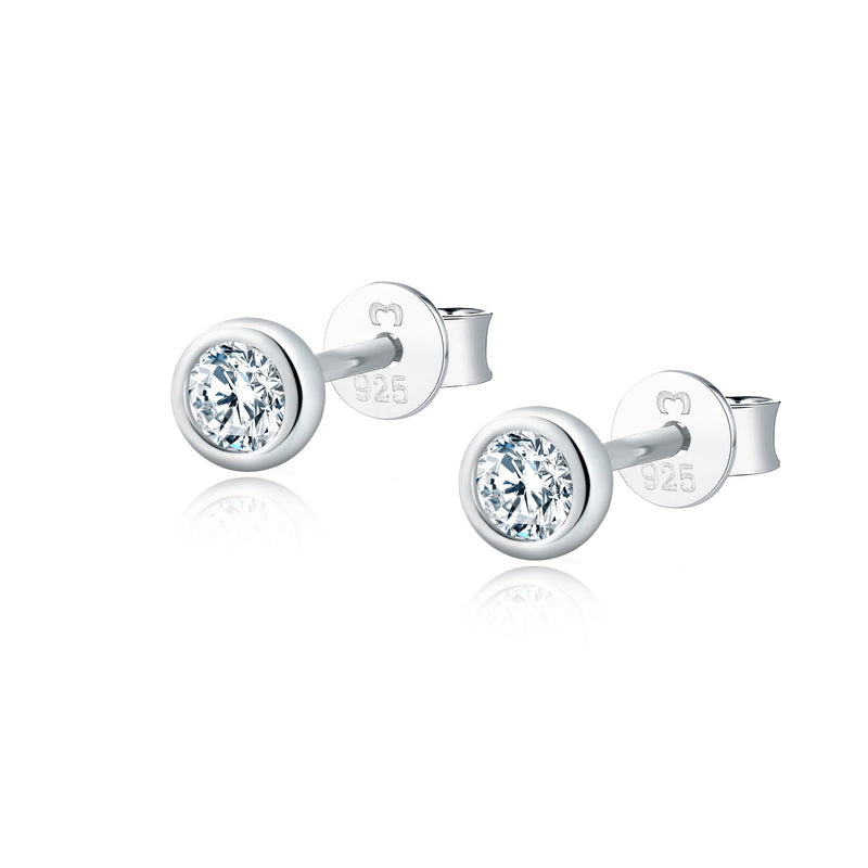 Compact Circle Earrings - Amira-Silver-White-State of Style