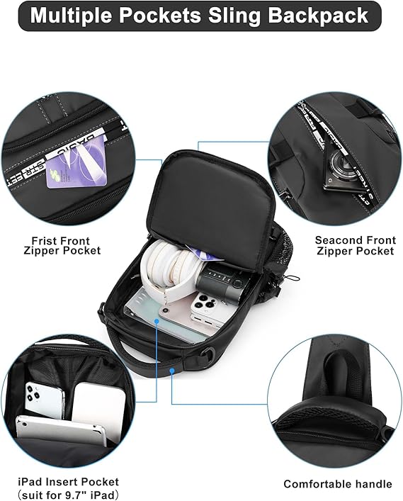 Compact Crossbody Sling Backpack - UrbanLite-Black Small-State of Style