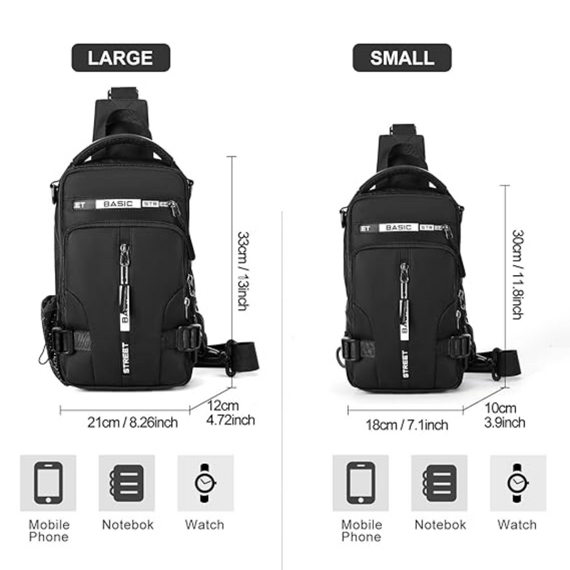 Compact Crossbody Sling Backpack - UrbanLite-Black Small-State of Style