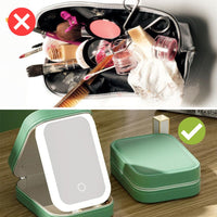 Compact Illuminated Makeup Organizer for Travel - Liora-Green-State of Style
