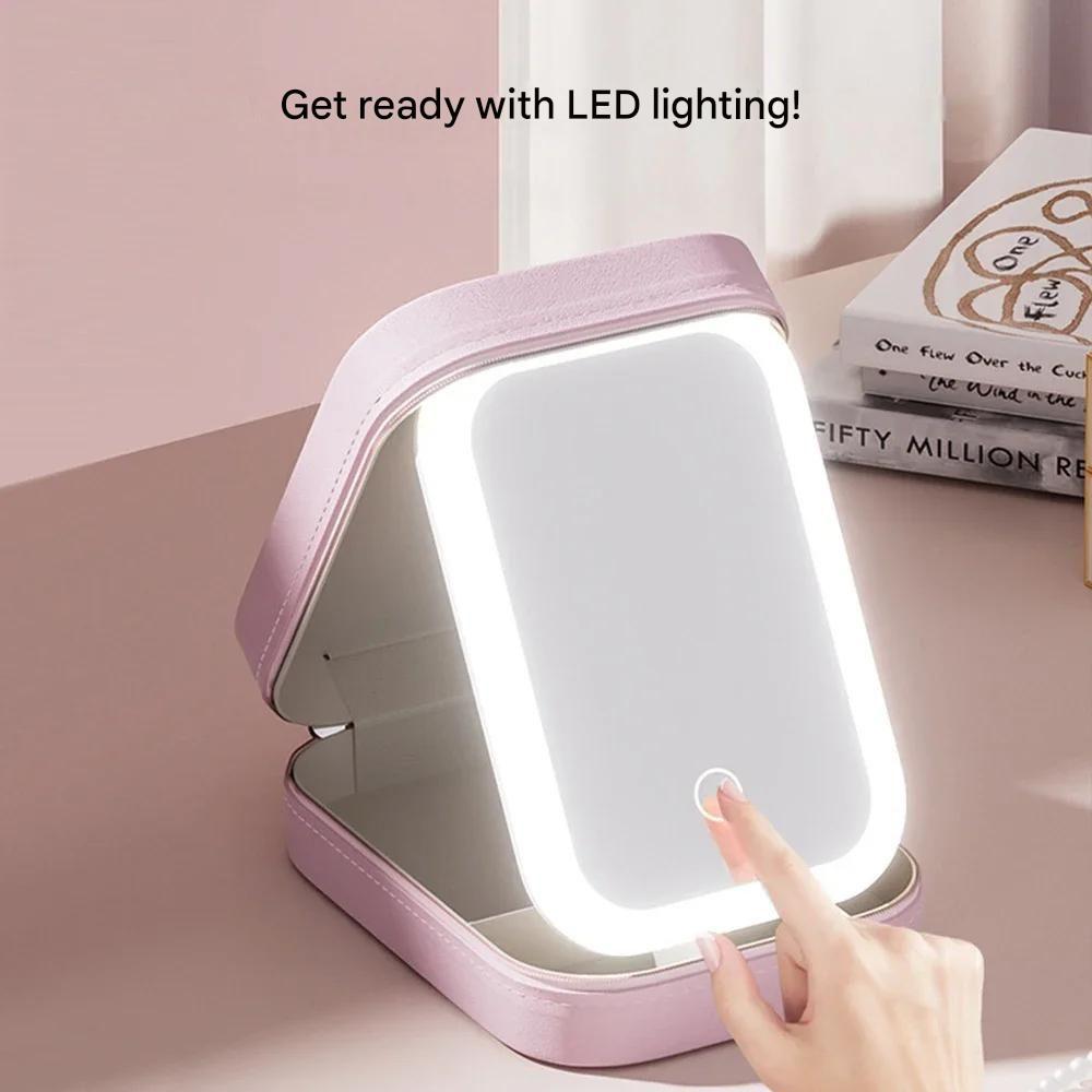 Compact Illuminated Makeup Organizer for Travel - Liora-Green-State of Style