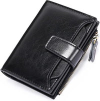 Compact Multi-Functional Leather Wallet – RFID Blocking-Black-State of Style