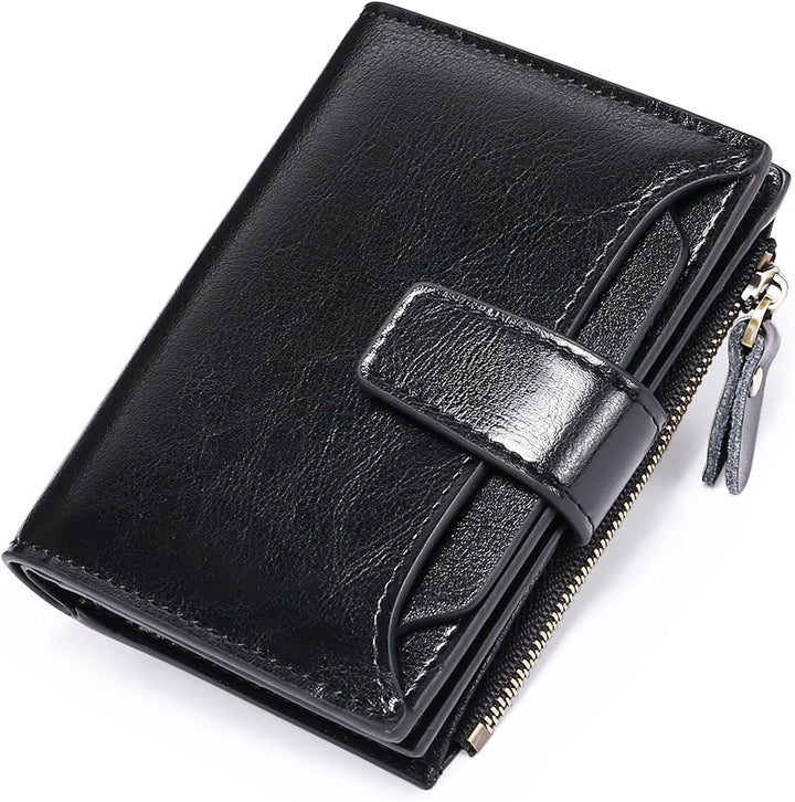Compact Multi-Functional Leather Wallet – RFID Blocking-Black-State of Style