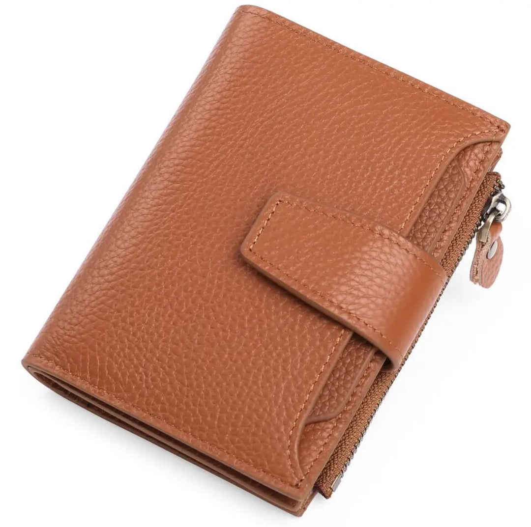 Compact Multi-Functional Leather Wallet – RFID Blocking-Caramel-State of Style