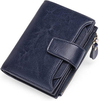 Compact Multi-Functional Leather Wallet – RFID Blocking-Navy Blue-State of Style