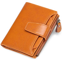 Compact Multi-Functional Leather Wallet – RFID Blocking-Orange-State of Style