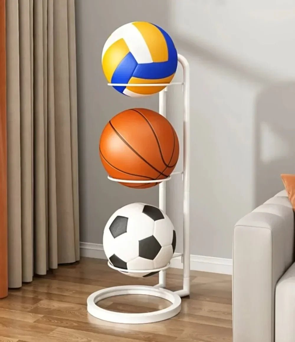 Compact Storage Rack for Sports Balls & Accessories – BallRack Pro-White-3 Balls-State of Style