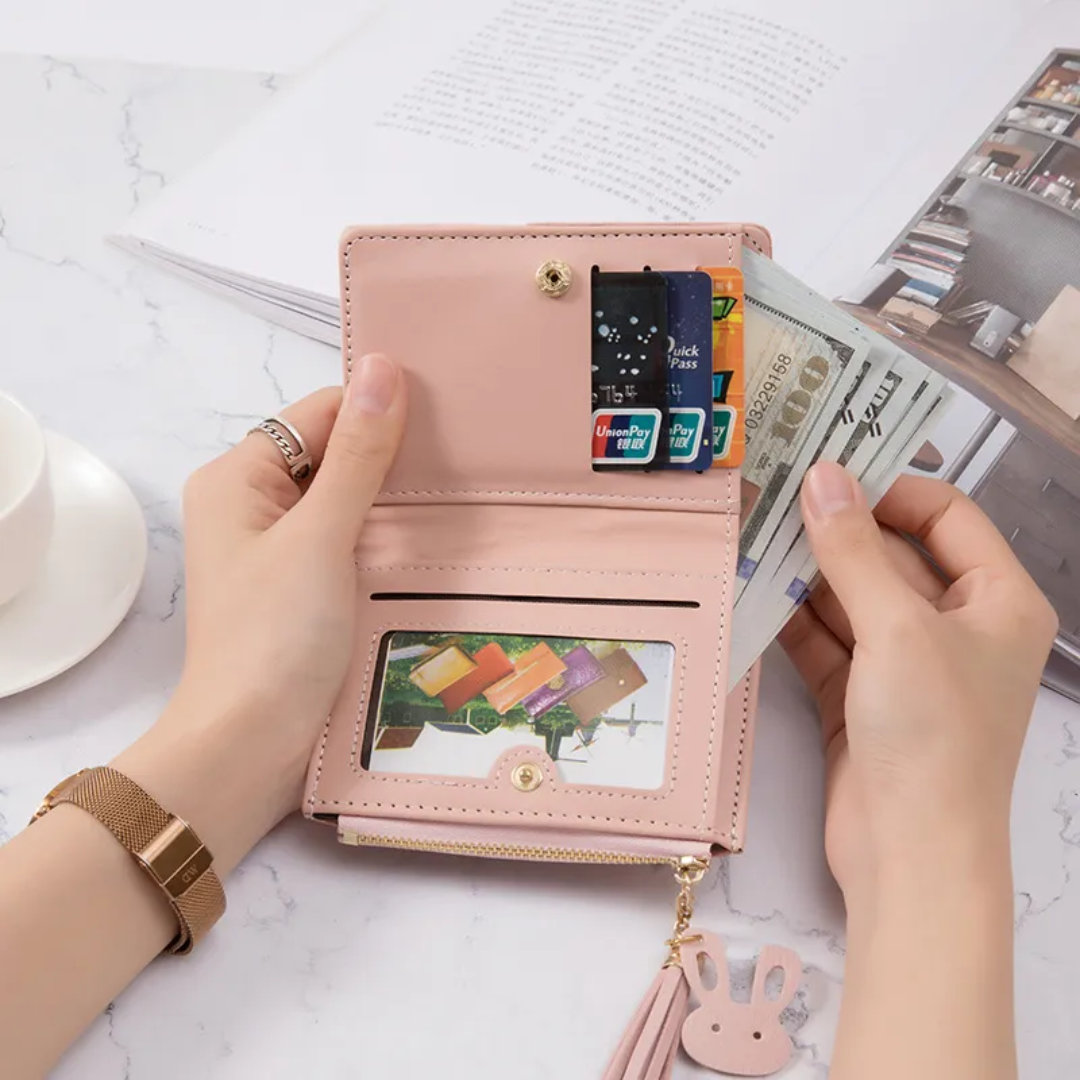 Compact Tassel Zip Wallet – Stylish & Functional Women's Purse-Pink-State of Style