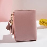 Compact Tassel Zip Wallet – Stylish & Functional Women's Purse-Pink-State of Style