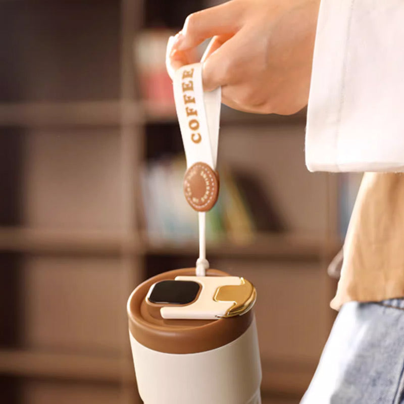 Compact Thermos Cup - ThermoSip-White & Brown-State of Style