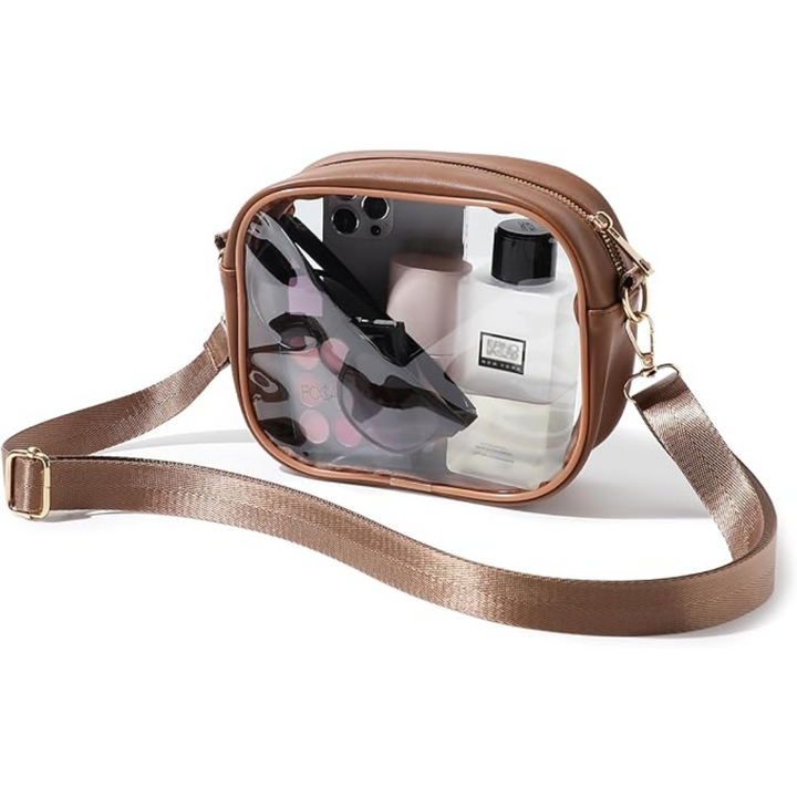 Compact Transparent Crossbody Bag - VisiBag-Brown-State of Style