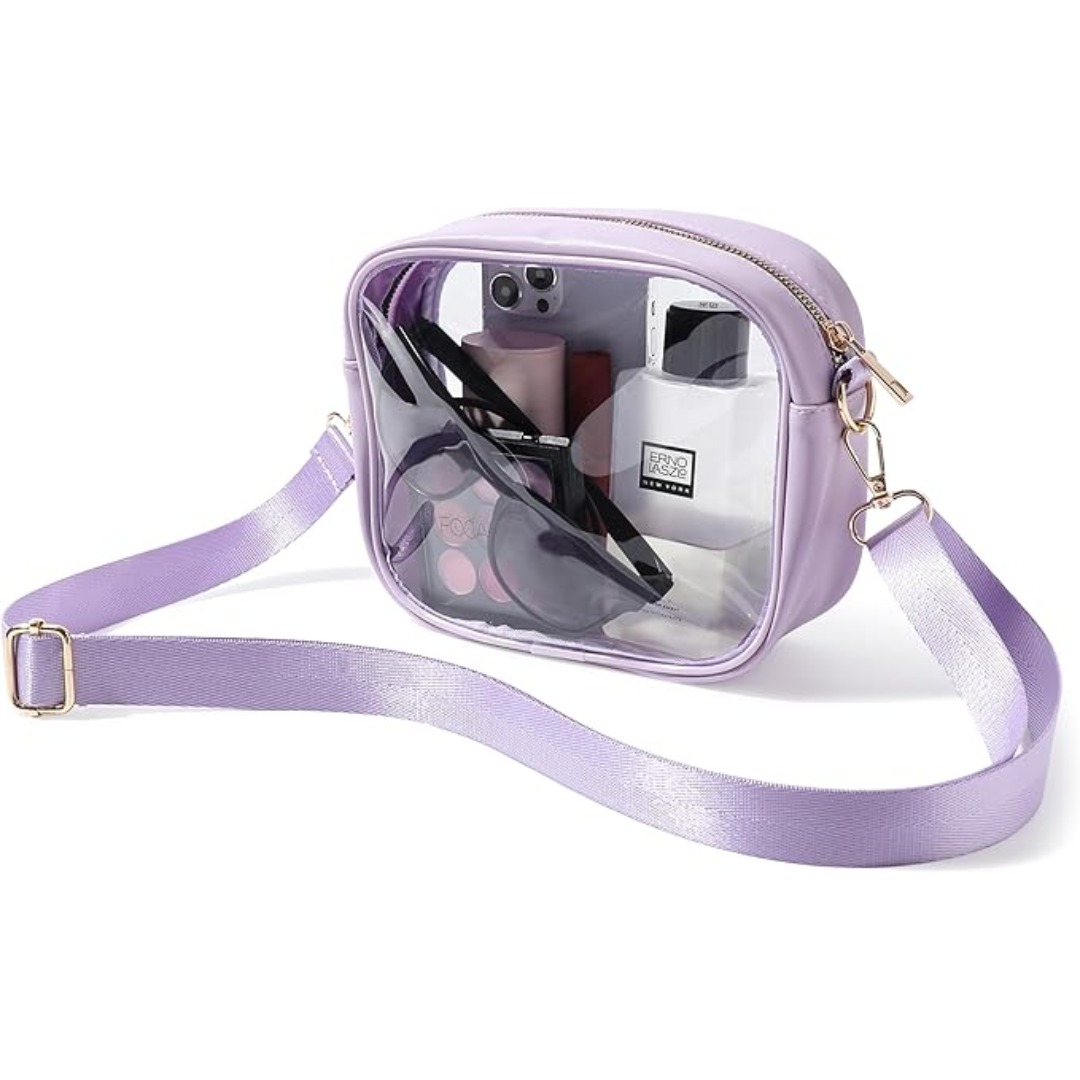 Compact Transparent Crossbody Bag - VisiBag-Purple-State of Style