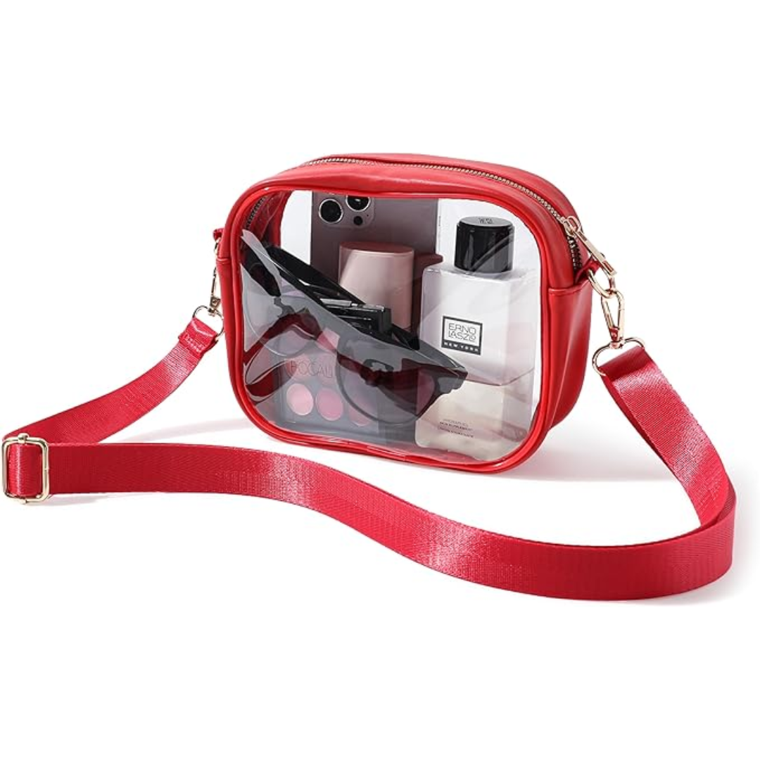 Compact Transparent Crossbody Bag - VisiBag-Red-State of Style