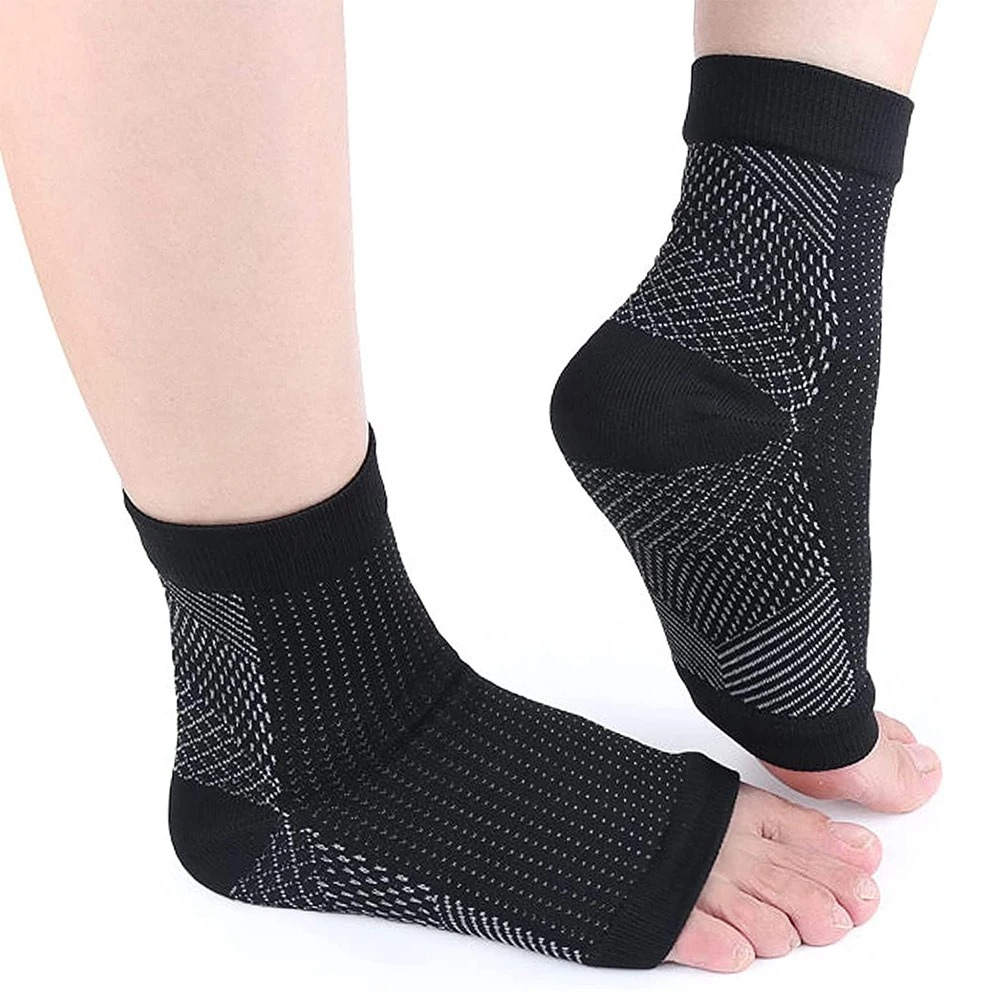Compression Ankle Socks for Neuropathy - AnkleSupport Pro-Black and White-M (3.0 - 6.5)-State of Style