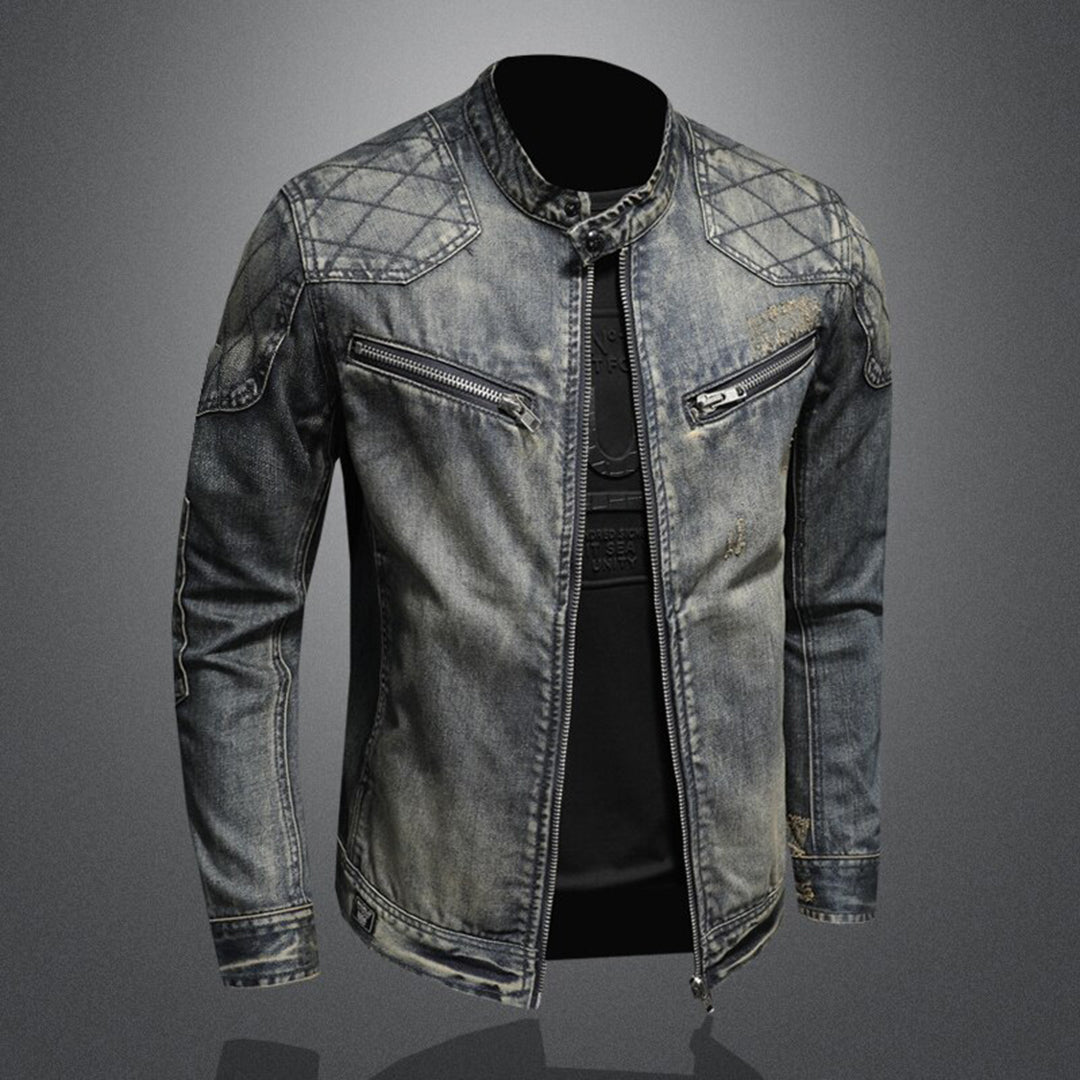 Cool Denim Jacket for Men - Rafael-Denim with Flag-S-State of Style
