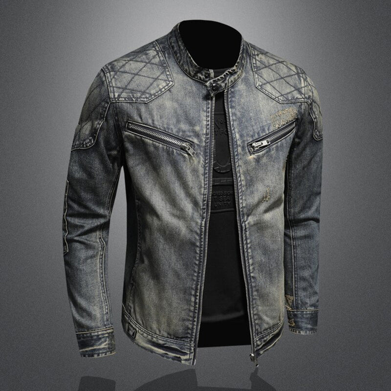 Cool Denim Jacket for Men - Rafael-Denim with Flag-S-State of Style
