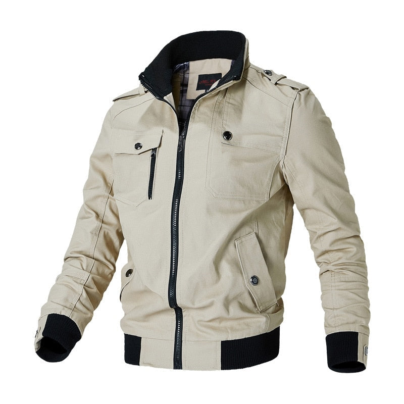 Cool Men's Bomber Jacket - Aiden-Khaki-M-State of Style