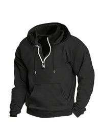 Cool Men's Hoodie with Half Zip - Archer-Black-M-State of Style