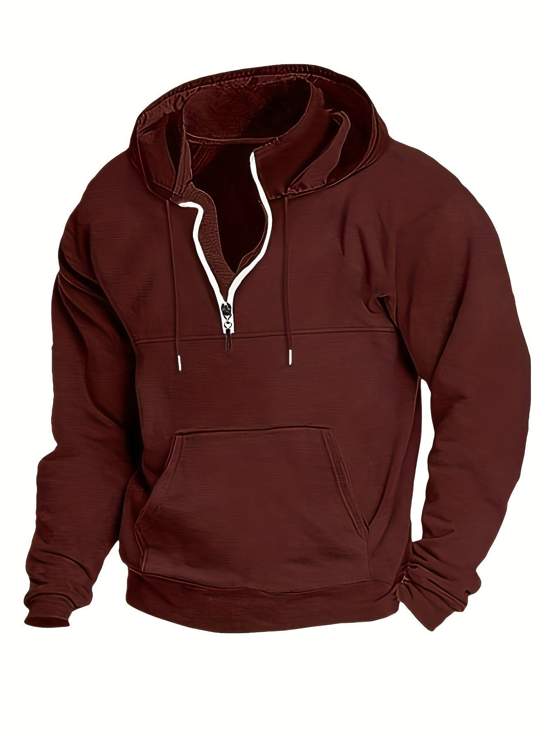 Cool Men's Hoodie with Half Zip - Archer-Bordeaux red-M-State of Style