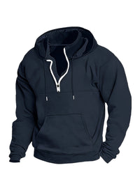 Cool Men's Hoodie with Half Zip - Archer-Dark blue-M-State of Style