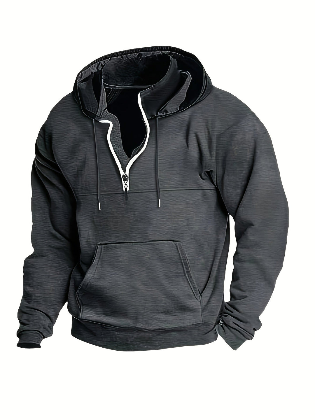 Cool Men's Hoodie with Half Zip - Archer-Dark grey-M-State of Style