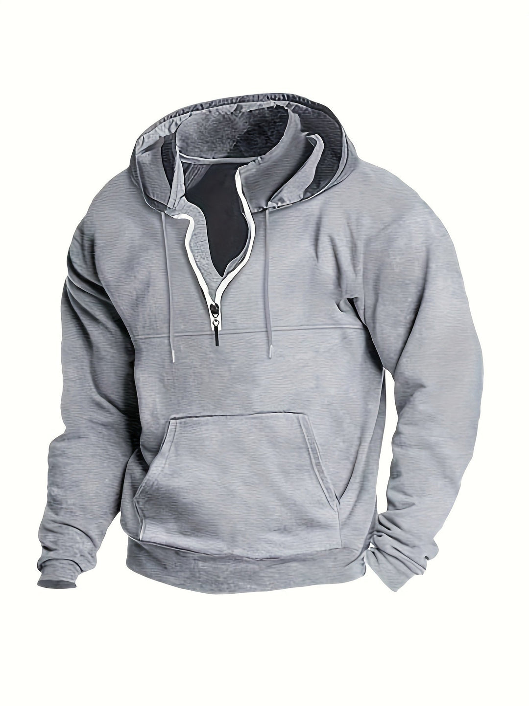 Cool Men's Hoodie with Half Zip - Archer-Light grey-M-State of Style