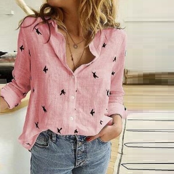 CoolBlouse | Leisure Blouse for Women-Pink (with birds)-S-State of Style