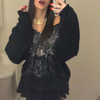 CoolHoodie | Hoodie for Women-Black with Butterflies-S-State of Style