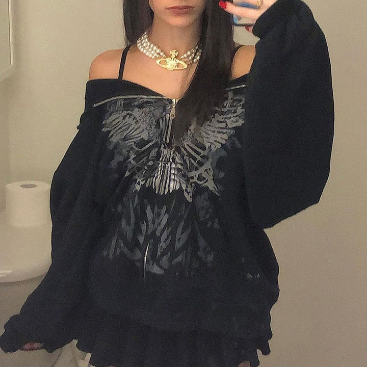 CoolHoodie | Hoodie for Women-Black with Butterflies-S-State of Style