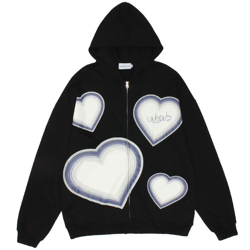 CoolHoodie | Hoodie for Women-Black with Hearts-S-State of Style
