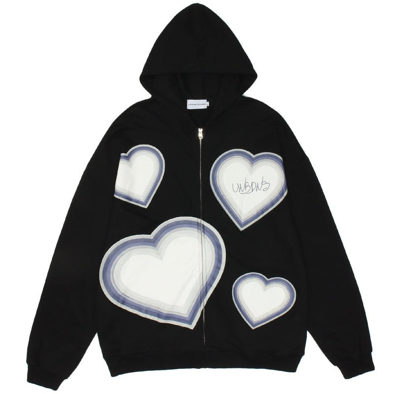 CoolHoodie | Hoodie for Women-Black with Hearts-S-State of Style