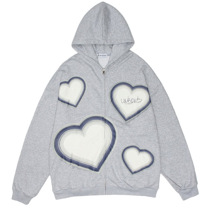 CoolHoodie | Hoodie for Women-Grey with Hearts-S-State of Style