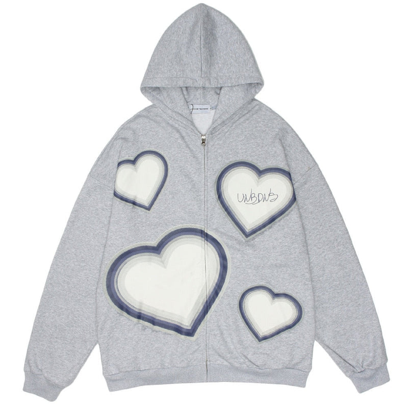 CoolHoodie | Hoodie for Women-Grey with Hearts-S-State of Style