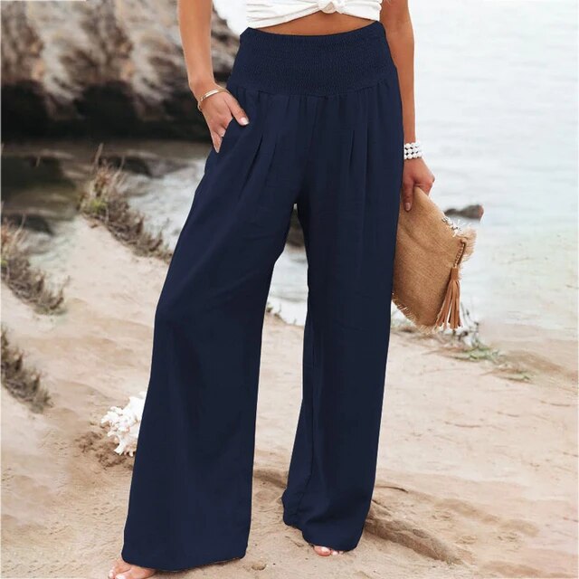 CoolPants | Women's Linen Pants-Blue-S-State of Style