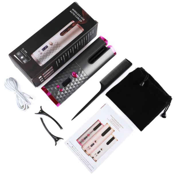 Cordless Curling Iron | Portable & Rechargeable Hair Styler-Black-State of Style