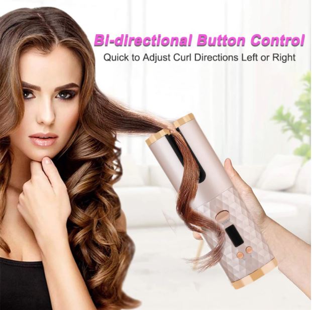 Cordless Curling Iron | Portable & Rechargeable Hair Styler-Pink-State of Style