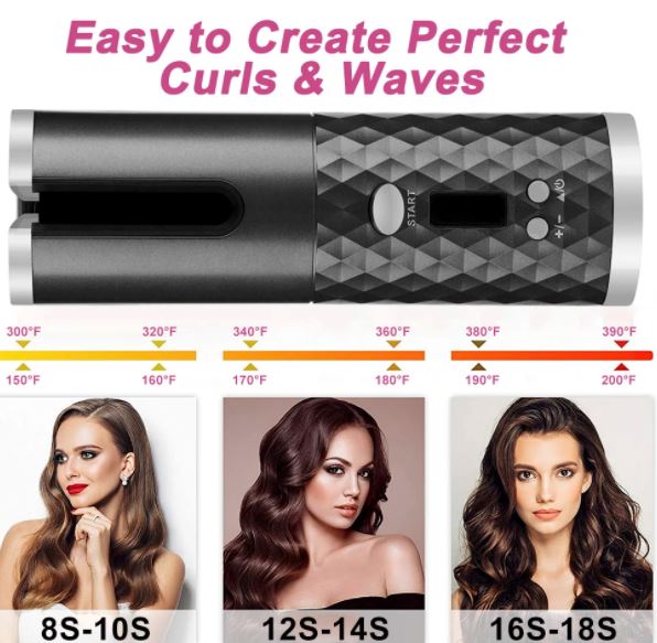 Cordless Curling Iron | Portable & Rechargeable Hair Styler-Pink-State of Style